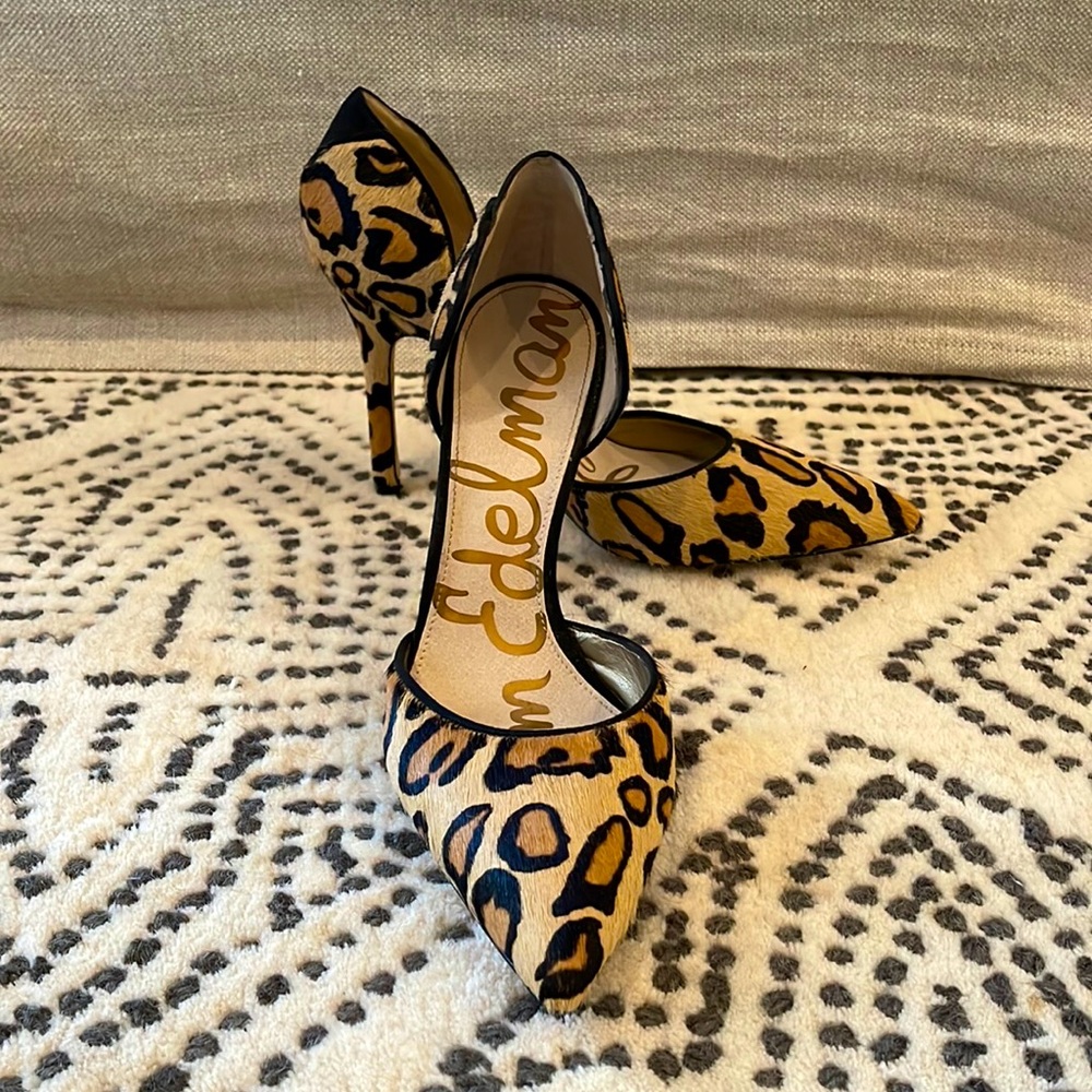 Sam Edelman DELILAH Leopard Print Calf Hair d’Orsay Pump sz 8/38